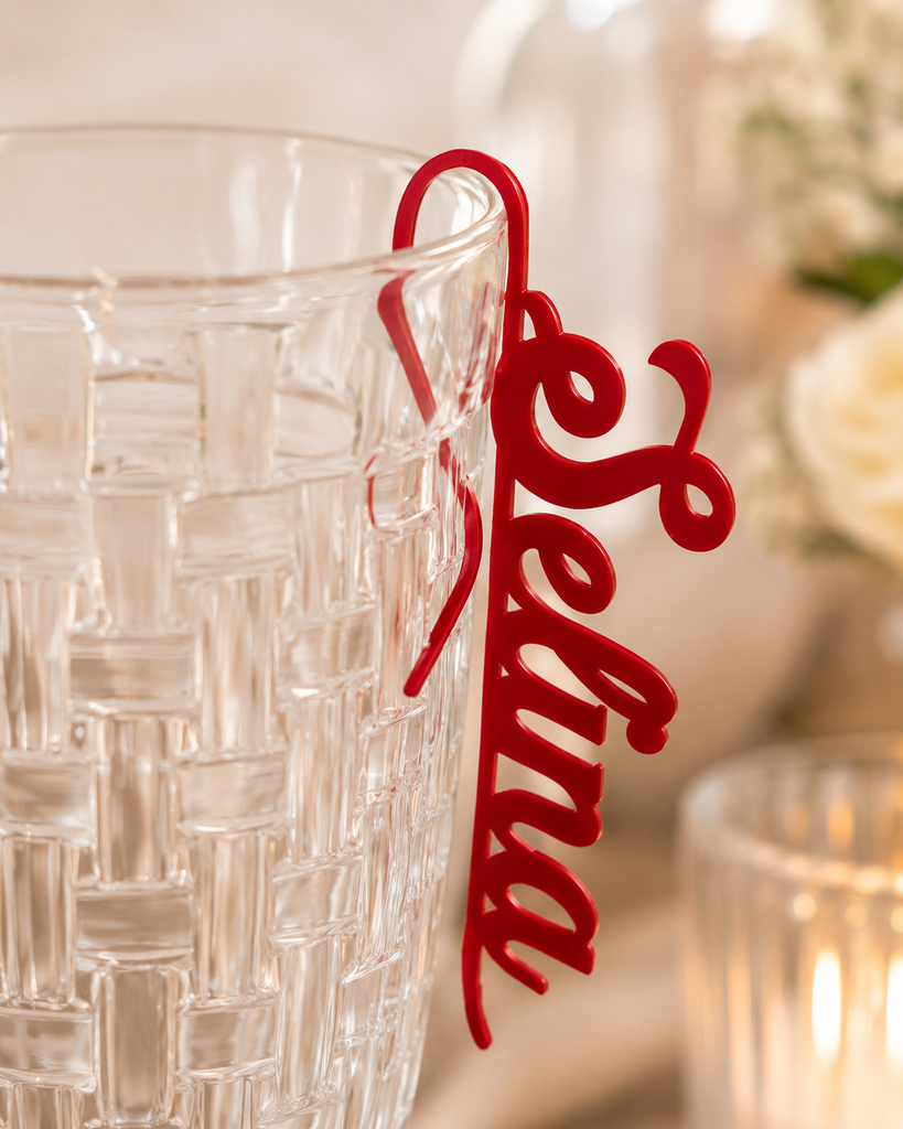 Glasmarkierer personalisiert | Namensschild Platzkarte Hochzeit | Sektglas Anhänger Namen | Tischkarte Geburtstag Feier | Wine Glass Charm