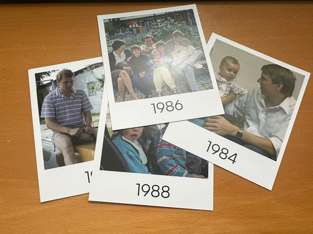 Personalisierte Jahreskarten: Foto-Rückblick 1984-2024, Polaroid-Stil, Einzigartiges Geburtstagsgeschenk, 40er-Set