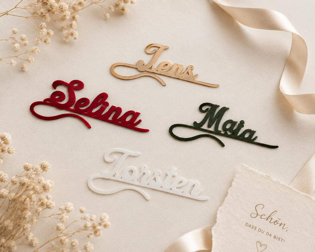 Glasmarkierer personalisiert | Namensschild Platzkarte Hochzeit | Sektglas Anhänger Namen | Tischkarte Geburtstag Feier | Wine Glass Charm