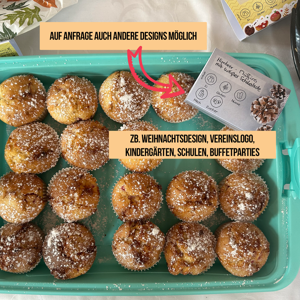 Kuchenaufsteller für Allergene - Vereine, Schule & Kindergarten - 50 Stück - Praktisch für Kuchenverkauf - inkl. 2 Standardaufsteller mit einem allgemeinen Allergenhinweis