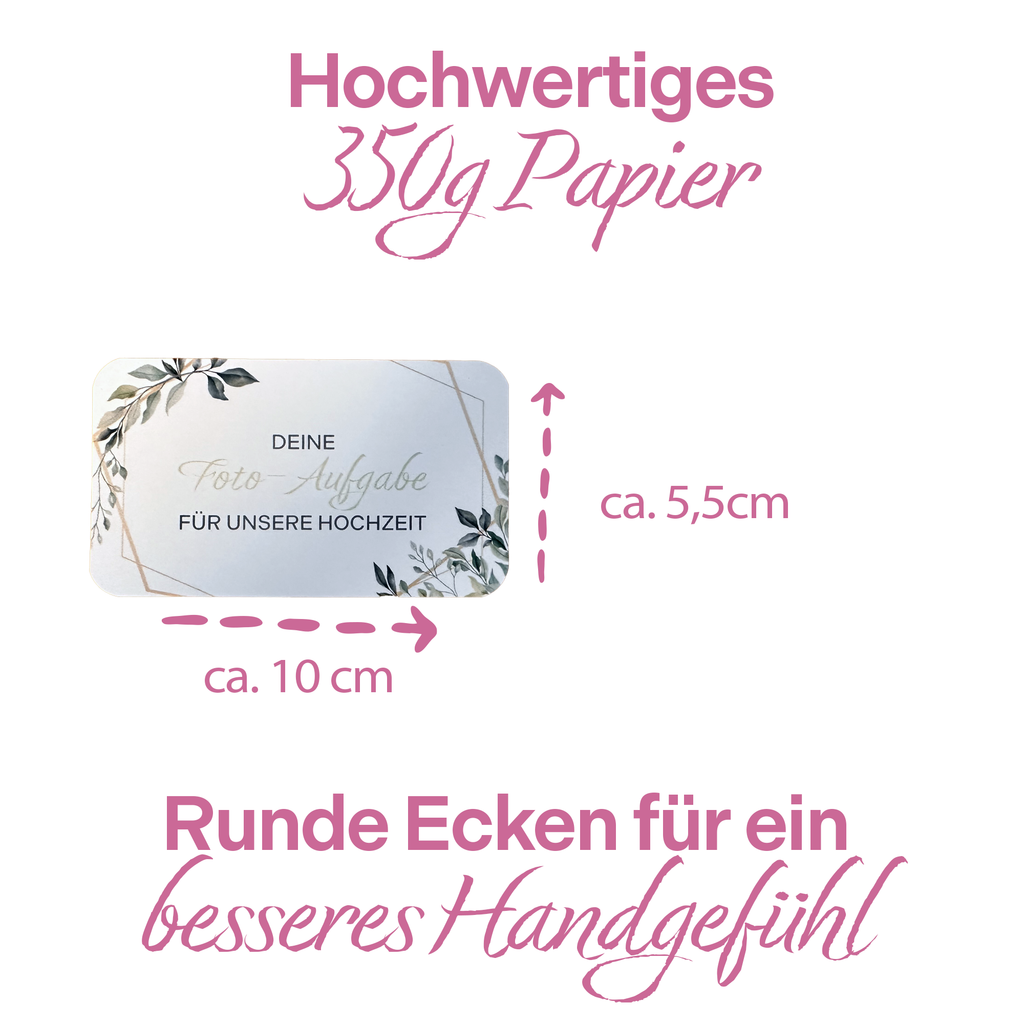 Exklusives Set von 90 Hochzeits-Fotoboxkarten - 84 kreative Aufgaben, 5 personalisierbare Karten - Hochwertige Verpackung - Unvergessliche Hochzeitsmomente garantiert