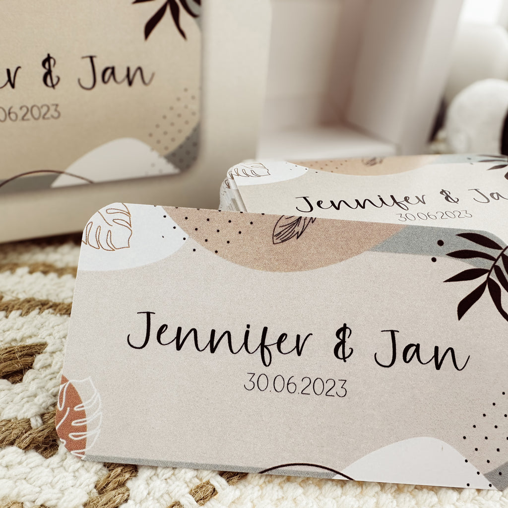 Handgefertigte Fotobox-Spielkarten im Boho-Design – 85x Spaß & Erinnerungen am Großen Tag