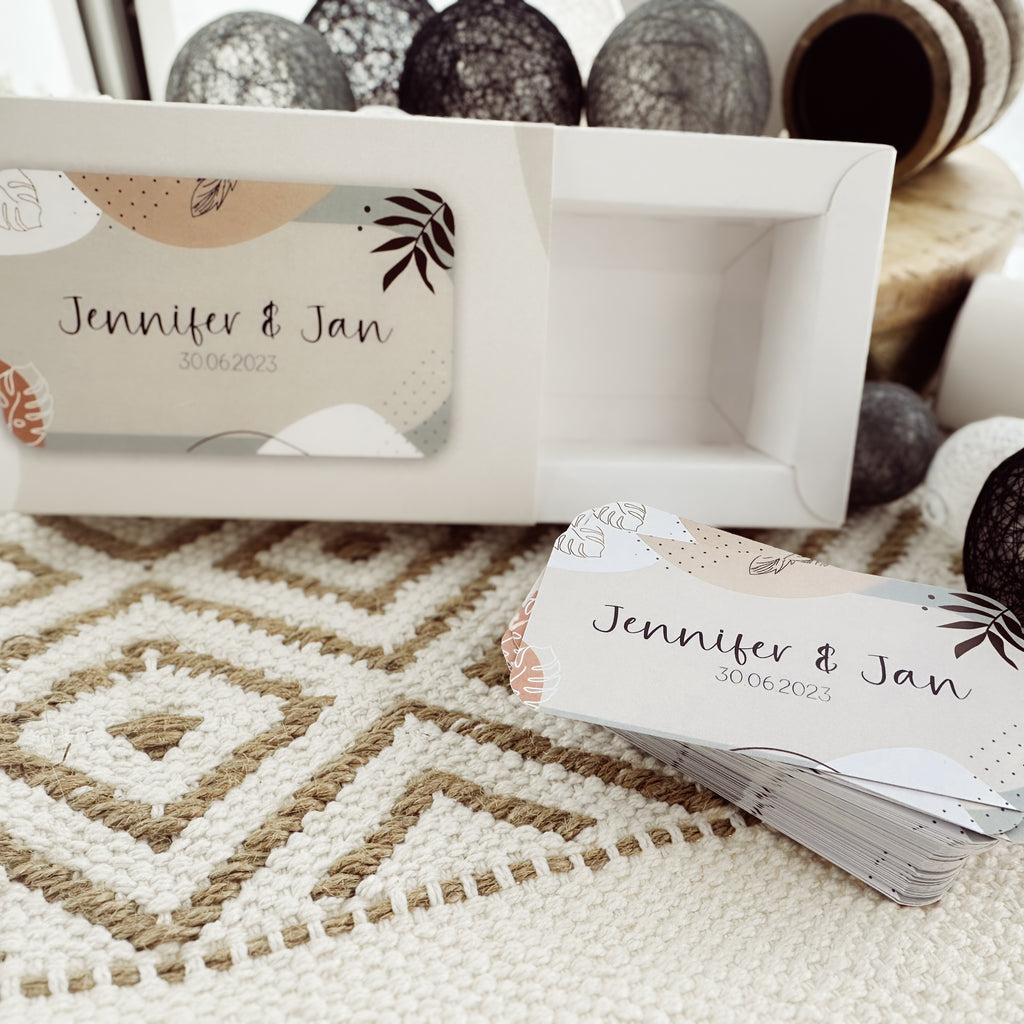 Handgefertigte Fotobox-Spielkarten im Boho-Design – 85x Spaß & Erinnerungen am Großen Tag