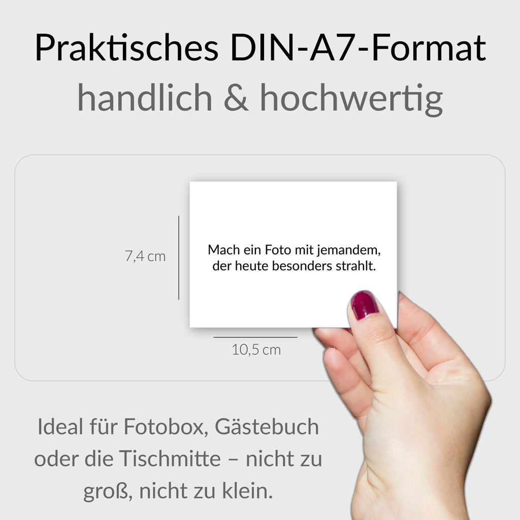 110 Fotoaufgaben Hochzeit – hochwertige Karten DIN A7 für Gäste, Fotobox & Gespräche | Hochzeitsspiel modern, stilvoll & sofort einsatzbereit