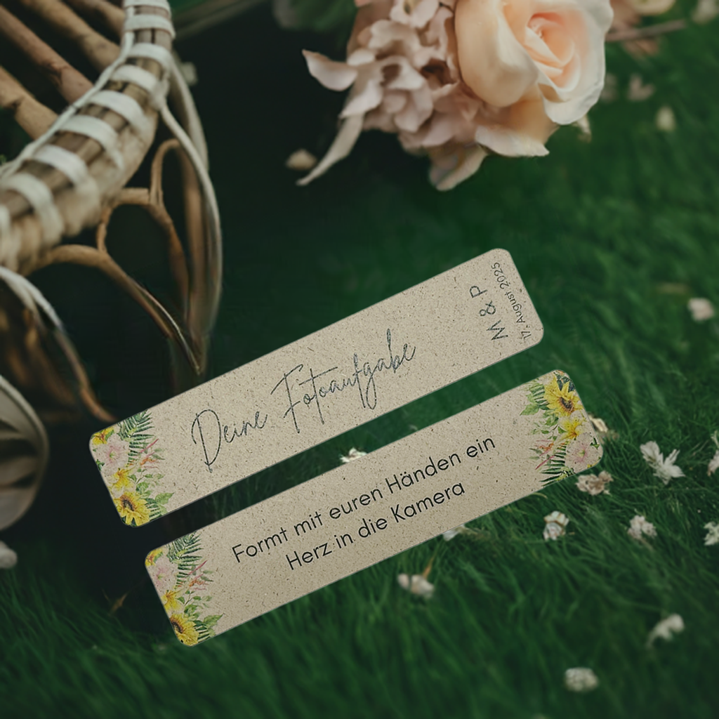 110 Personalisierte Fotobox-Aufgabenkarten zur Hochzeit - Nachhaltig & Elegant