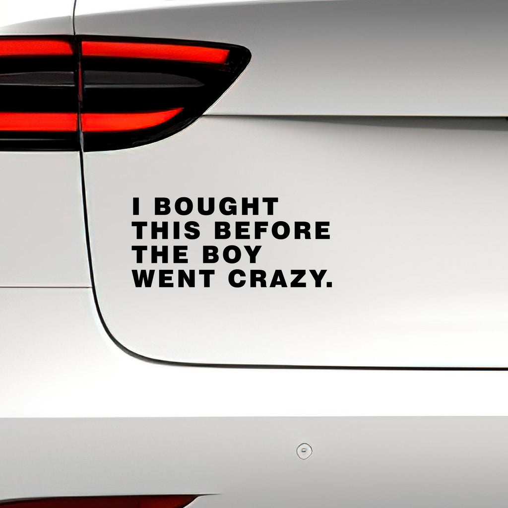 Autoaufkleber „I Bought This Before The Boy Went Crazy“ – Witziger Statement-Sticker für dein E-Auto