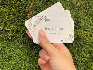 84 Exklusive & Individuelle Fotoboxkarten für die Hochzeit mit deinem Namen im floralen Design