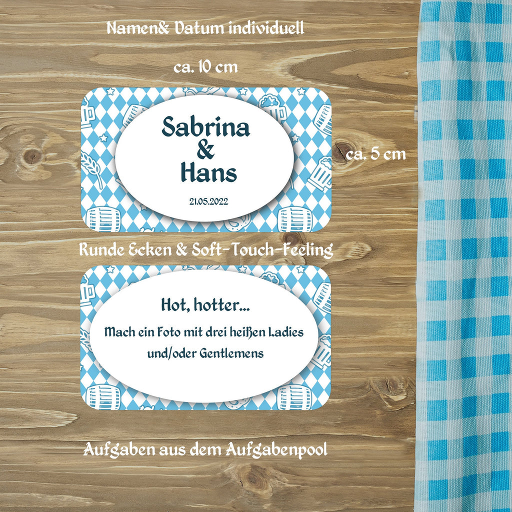 50 Fotoaufgobn fia dei boarische Houchzeid - individuell mit Namen & im bayerischem Design - Fotoaufgaben für deine bayerische Hochzeit