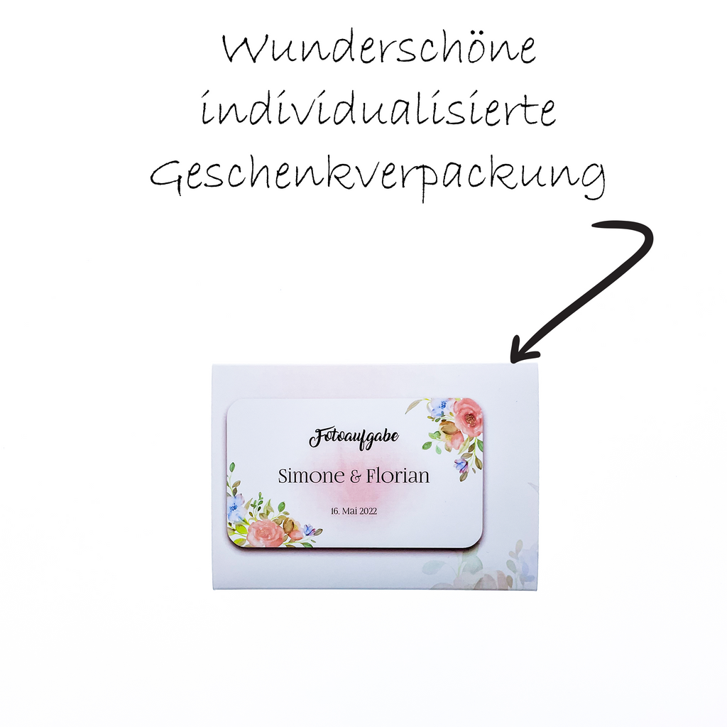 101 individualisierte Fotoaufgaben für Eure Hochzeit im Aquarell-Blumen Design